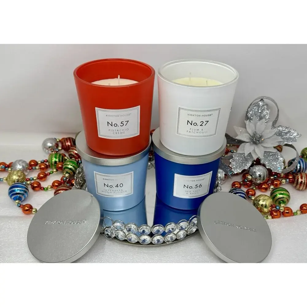Kirkton House 4 Candle Gift Set Sea Salt Basil Plum Patchouli Pistachio NEW